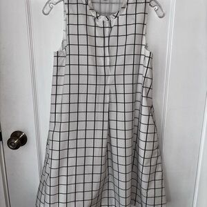 Madewell Navy & White Windowpane Sleeveless Dress